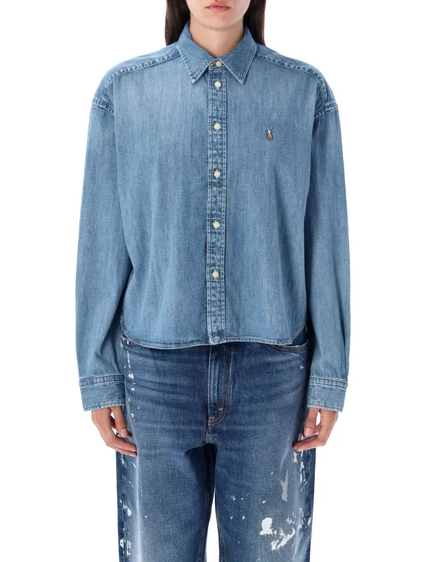SHORT SQUARE DENIM SHIRT sold by Lord & Taylor