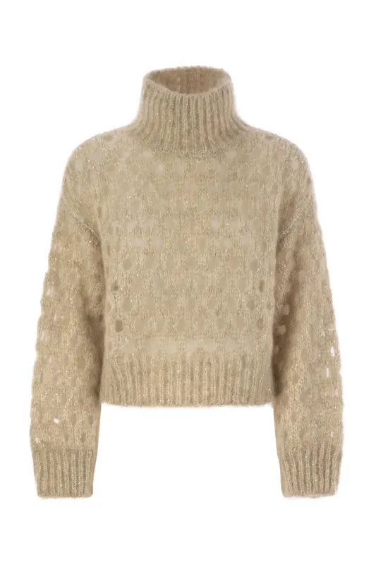 DAZZLING NET TURTLENECK SWEATER MADE OF MOHAIR AND WOOL WISPY sold by Lord & Taylor
