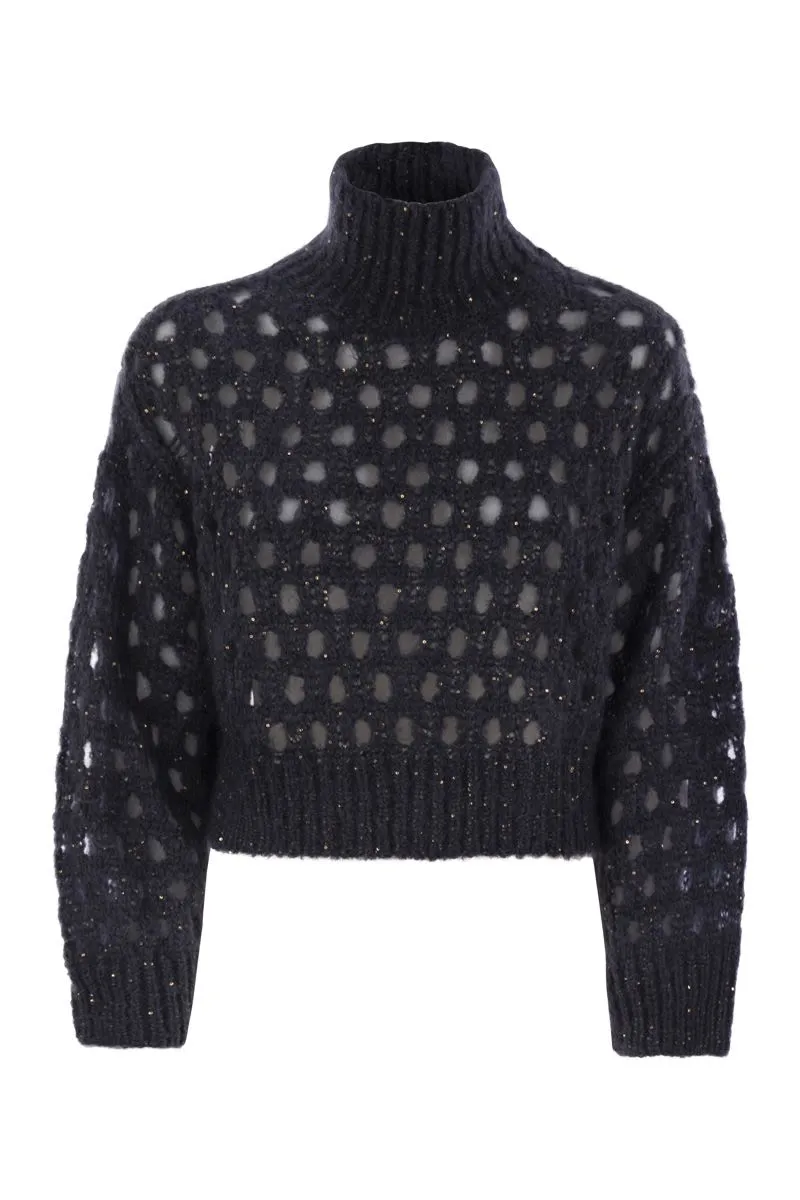 DAZZLING NET TURTLENECK SWEATER MADE OF MOHAIR AND WOOL WISPY sold by Lord & Taylor