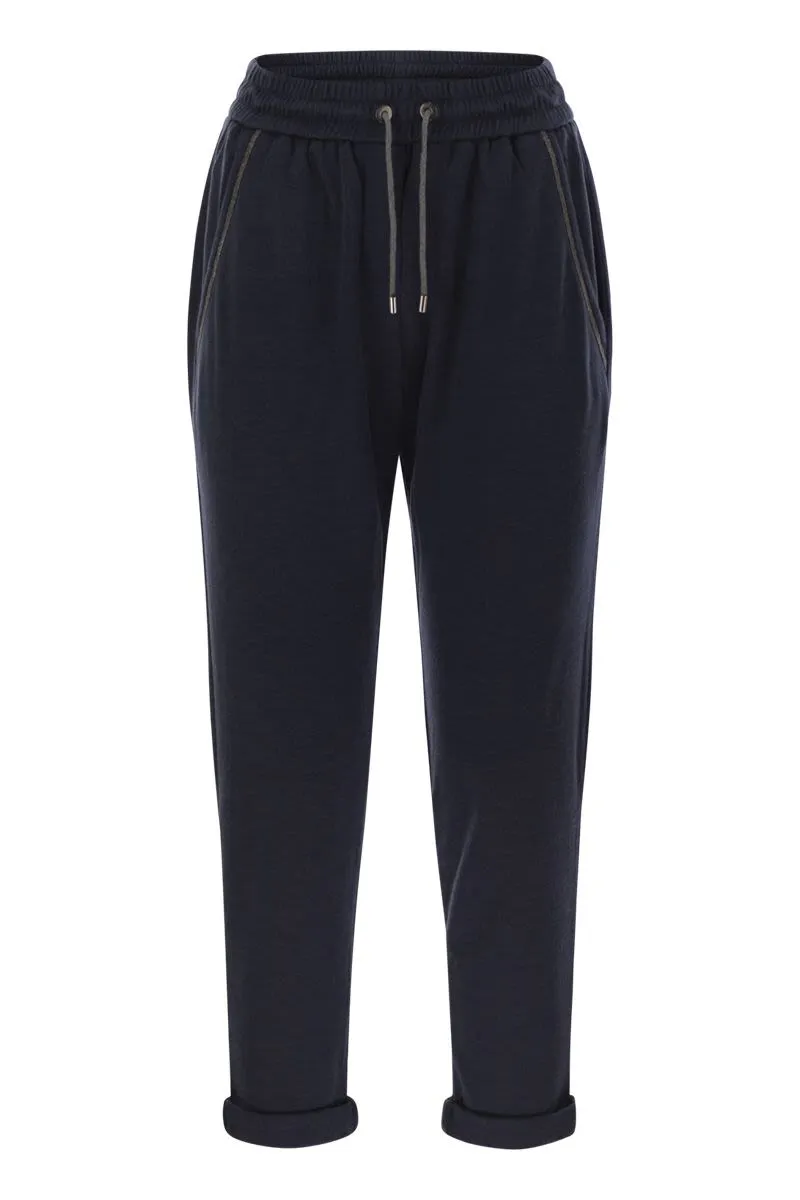 COTTON AND SILK INTERLOCK TROUSERS WITH SHINY POCKET DETAIL sold by Lord & Taylor