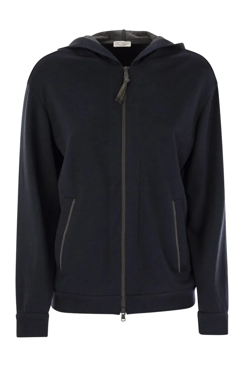COTTON AND SILK INTERLOCK HOODED TOPWEAR WITH PRECIOUS STRIPE sold by Lord & Taylor