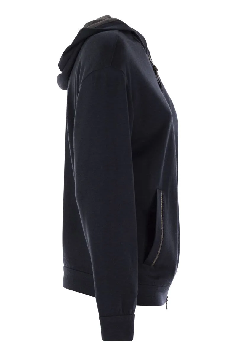 COTTON AND SILK INTERLOCK HOODED TOPWEAR WITH PRECIOUS STRIPE sold by Lord & Taylor product image thumbnail 3