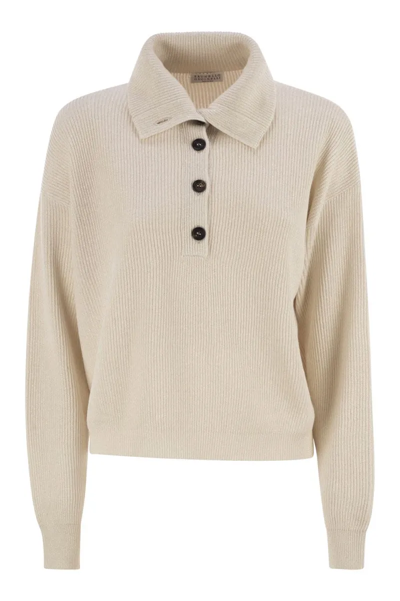 COTTON AND VISCOSE RIB KNIT HIGH COLLAR sold by Lord & Taylor