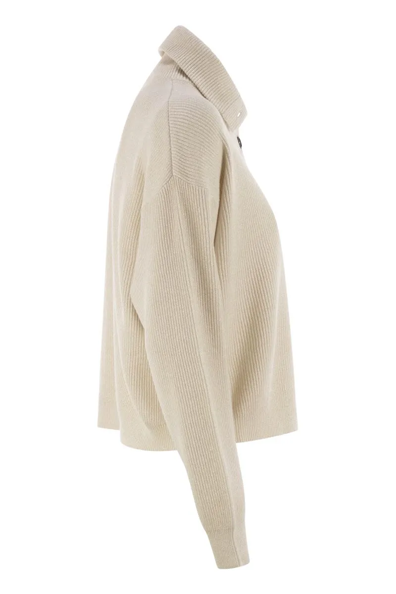 COTTON AND VISCOSE RIB KNIT HIGH COLLAR sold by Lord & Taylor product image thumbnail 3