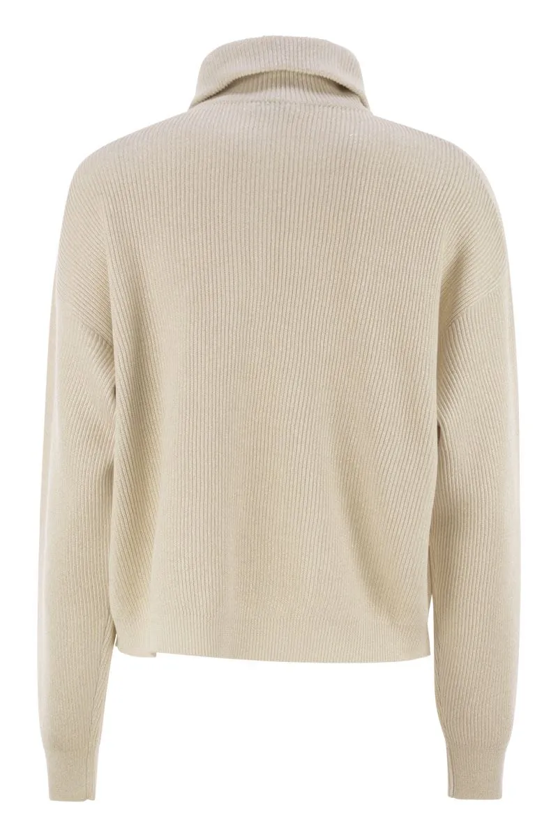 COTTON AND VISCOSE RIB KNIT HIGH COLLAR sold by Lord & Taylor product image thumbnail 2