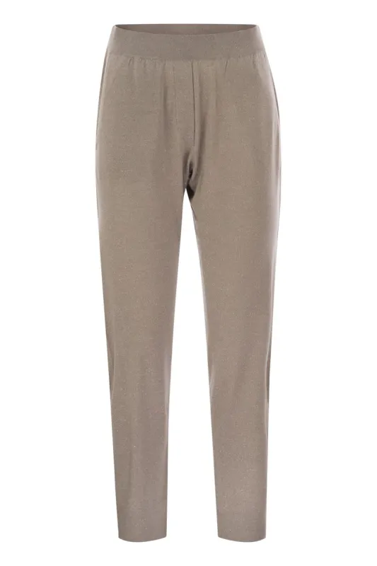 SPARKLING LIGHTWEIGHT CASHMERE AND SILK TROUSERS made by Brunello Cucinelli