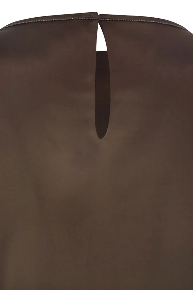 STRETCH SILK SATIN TOP WITH JEWELLERY sold by Lord & Taylor product image thumbnail 4