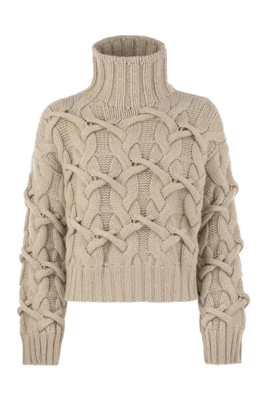 BRAIDED HIGH-NECKED CASHMERE SWEATER sold by Lord & Taylor