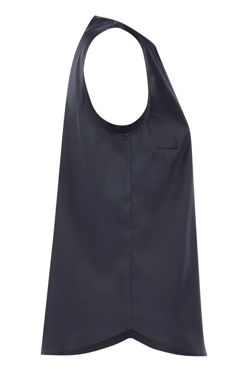 STRETCH SILK SATIN TOP WITH JEWELLERY sold by Lord & Taylor product image thumbnail 3