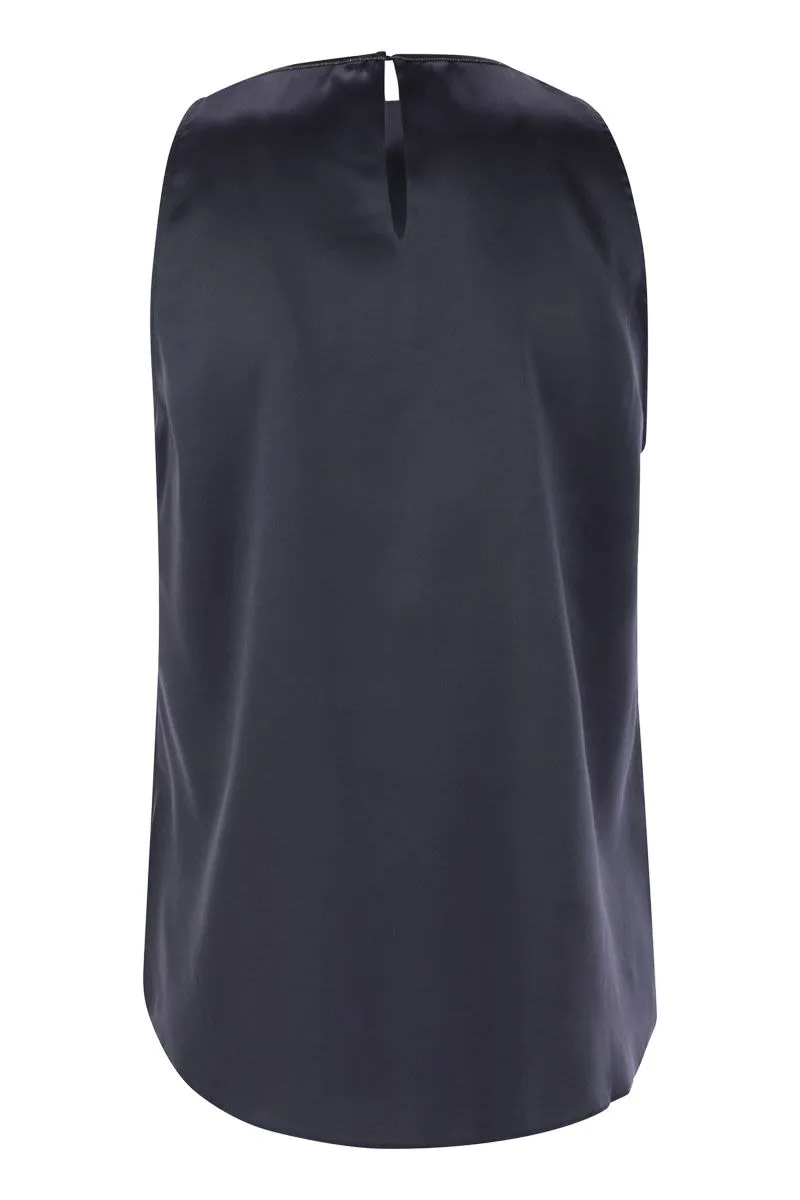 STRETCH SILK SATIN TOP WITH JEWELLERY sold by Lord & Taylor product image thumbnail 2