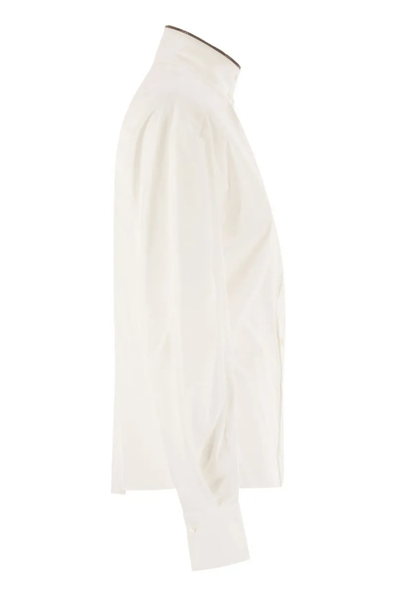 STRETCH COTTON POPLIN SHIRT WITH SHINY COLLAR DETAIL sold by Lord & Taylor product image thumbnail 3