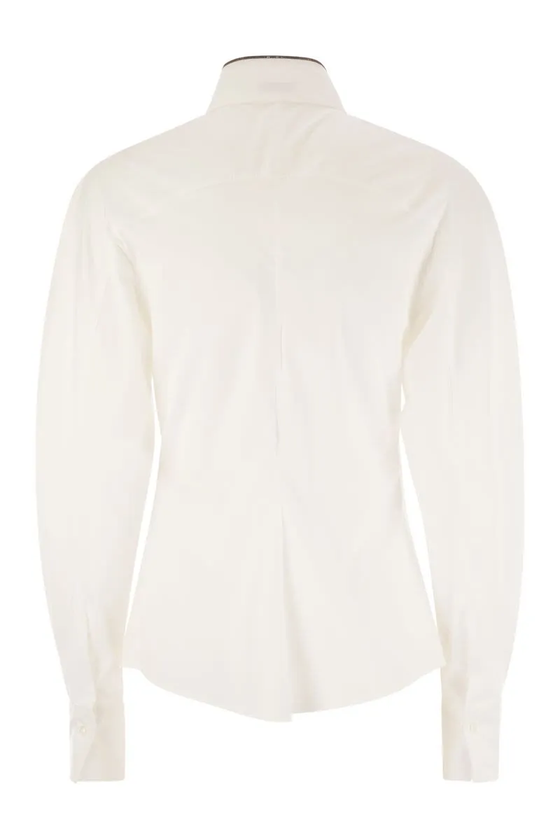 STRETCH COTTON POPLIN SHIRT WITH SHINY COLLAR DETAIL sold by Lord & Taylor product image thumbnail 2