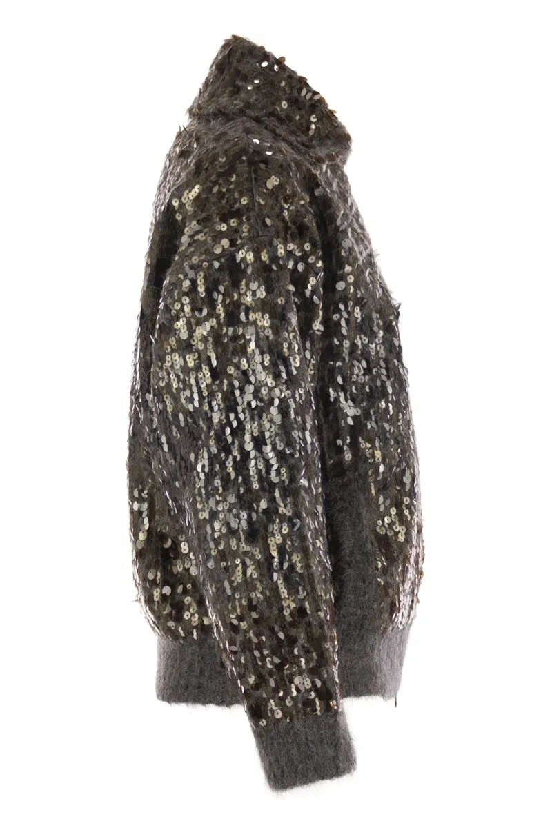 DAZZLING DéGRADé EMBROIDERY MOHAIR AND WOOL CARDIGAN sold by Lord & Taylor product image thumbnail 3