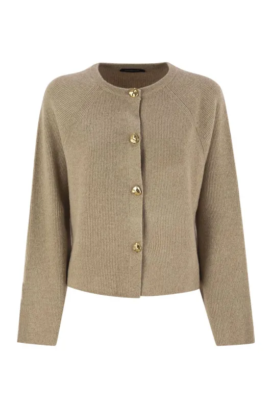 ENGLISH KNIT CARDIGAN IN PLATINUM AND LUREX sold by Lord & Taylor