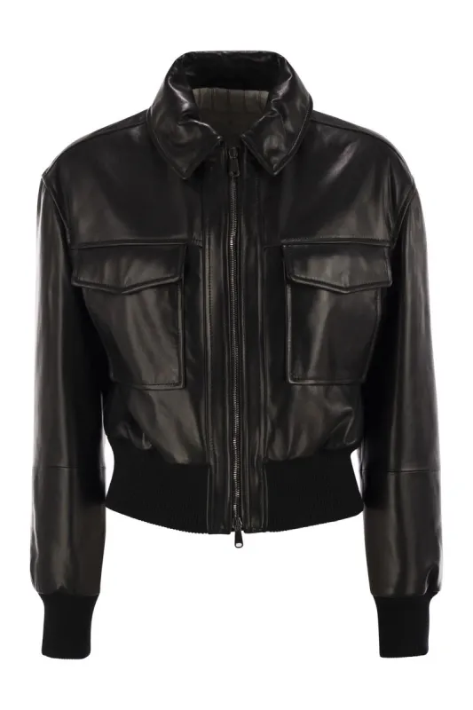 LEATHER BOMBER JACKET WITH JEWELLERY sold by Lord & Taylor