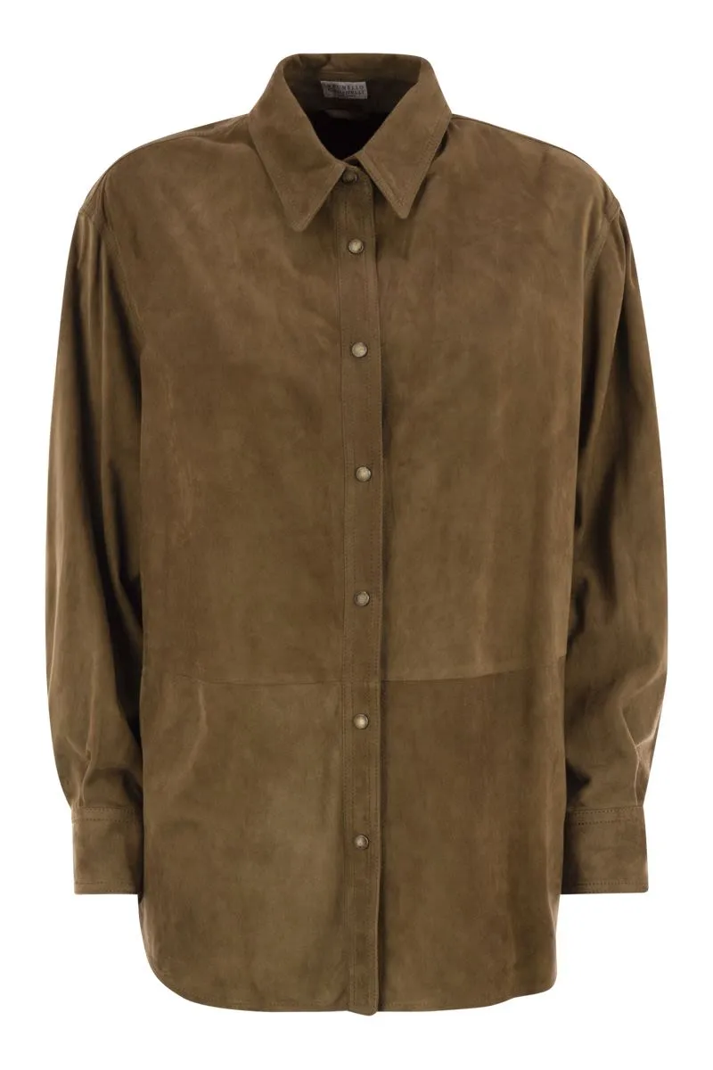 SUEDE SHIRT WITH JEWELLERY sold by Lord & Taylor