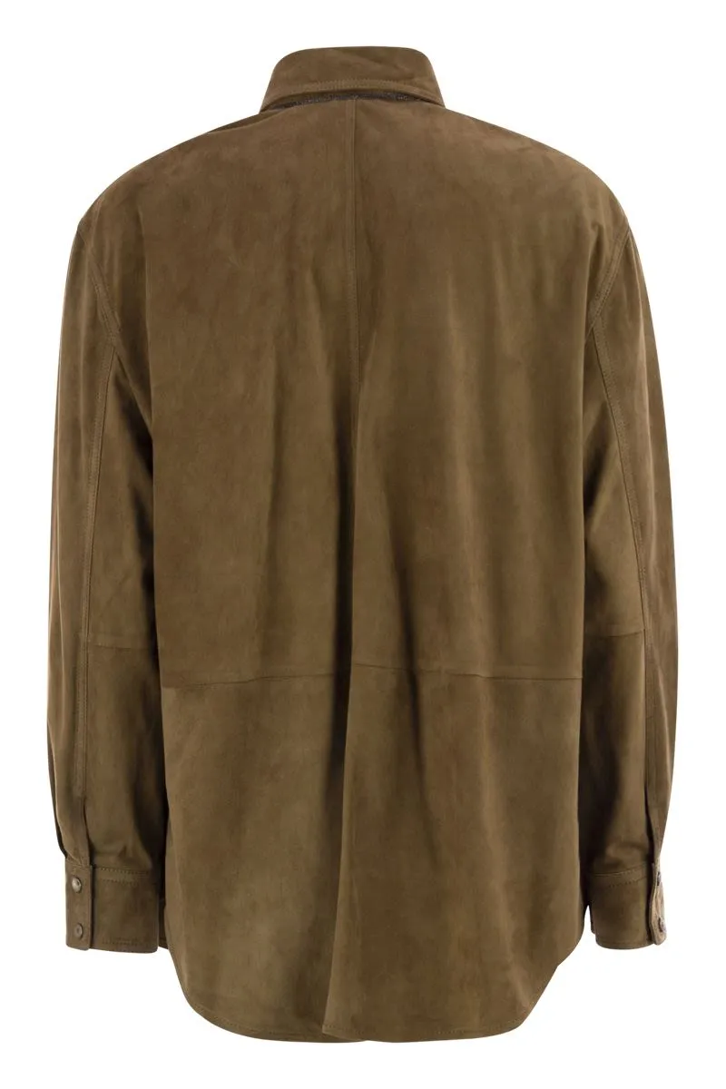 SUEDE SHIRT WITH JEWELLERY sold by Lord & Taylor product image thumbnail 2