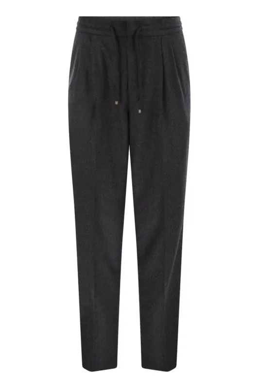 LEISURE FIT TROUSERS IN VIRGIN WOOL FLANNEL WITH DRAWSTRING AND DOUBLE DARTS sold by Lord & Taylor