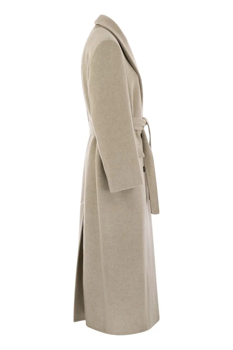 DOUBLE-BREASTED COAT IN VIRGIN WOOL AND CASHMERE CLOTH WITH JEWELLERY sold by Lord & Taylor product image thumbnail 3
