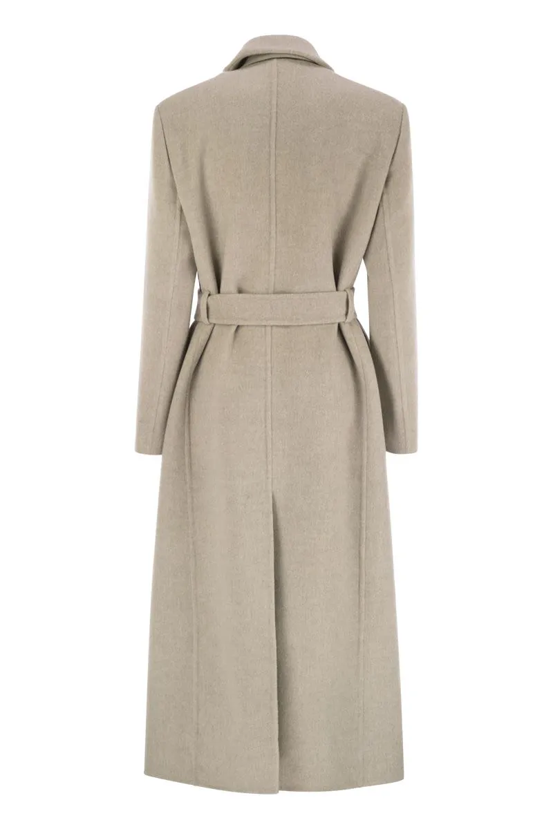 DOUBLE-BREASTED COAT IN VIRGIN WOOL AND CASHMERE CLOTH WITH JEWELLERY sold by Lord & Taylor product image thumbnail 2