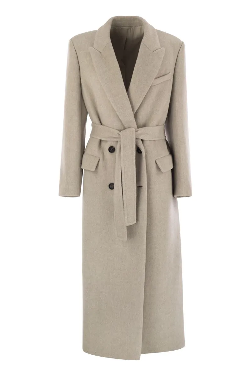 DOUBLE-BREASTED COAT IN VIRGIN WOOL AND CASHMERE CLOTH WITH JEWELLERY sold by Lord & Taylor