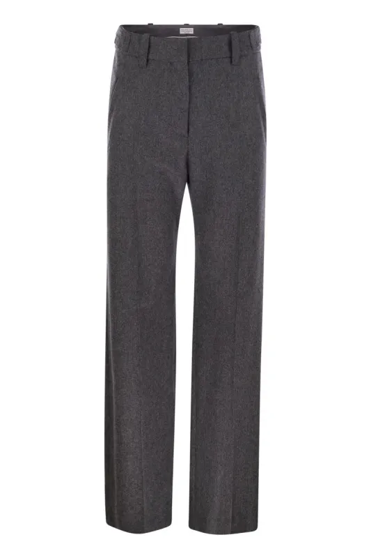 STRAIGHT LOOSE TROUSERS IN VIRGIN WOOL FLANNEL sold by Lord & Taylor