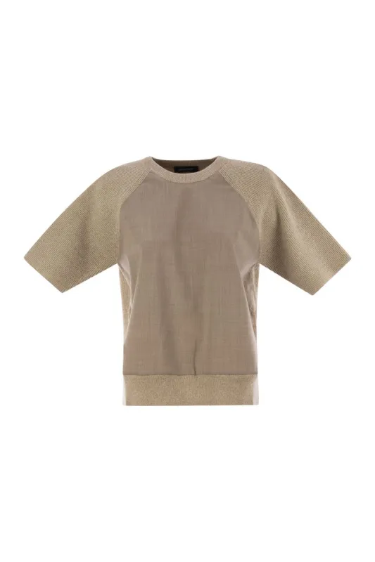 PLATINUM AND LUREX SHORT-SLEEVED JERSEY sold by Lord & Taylor