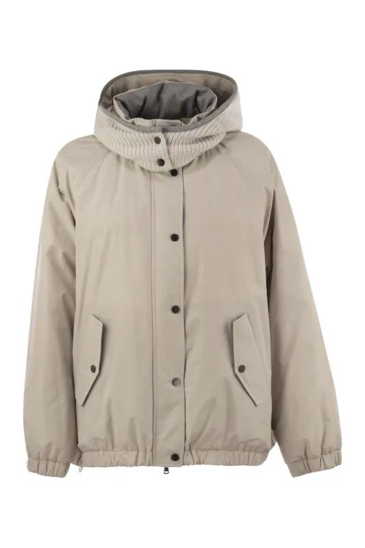 WATER-REPELLENT TECHNO COTTON TAFFETA DOWN JACKET WITH HOOD sold by Lord & Taylor