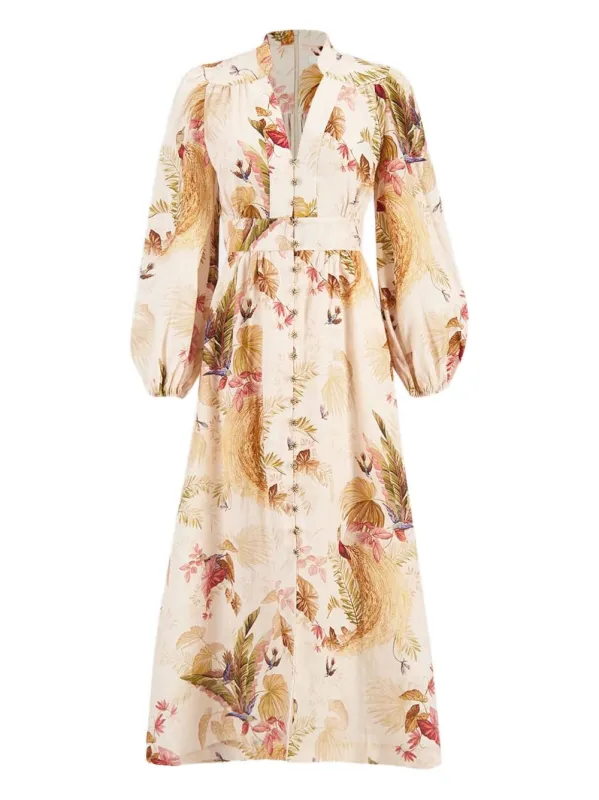 ASCENSION PLUNGE PRINTED LINEN DRESS sold by Lord & Taylor
