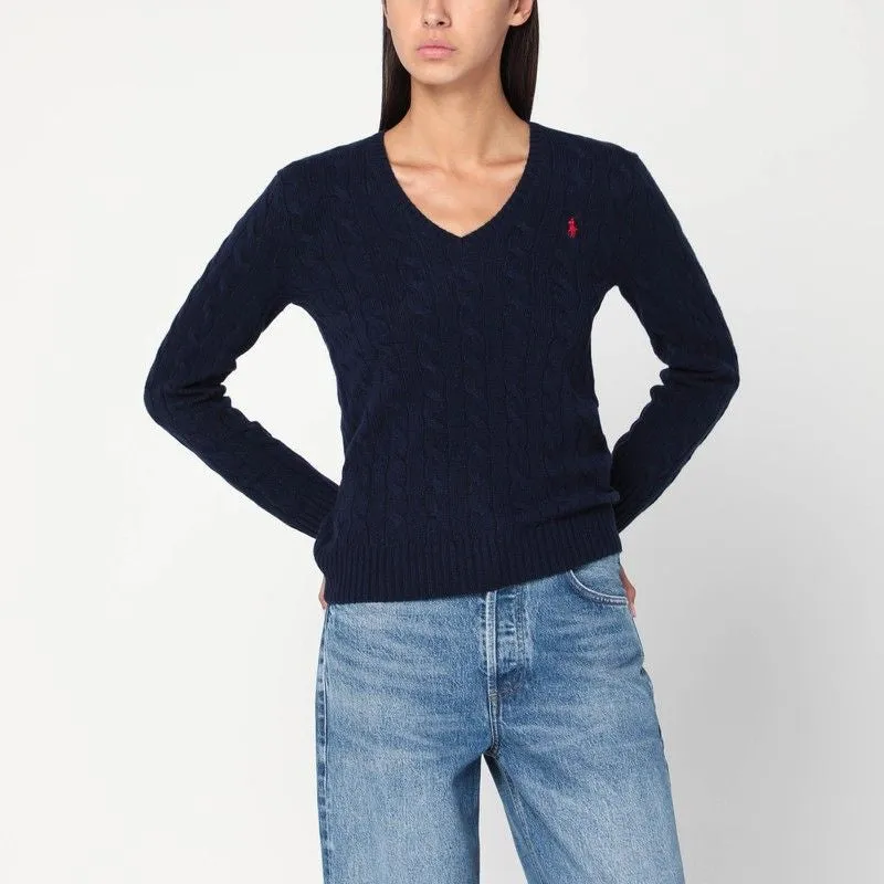 BLUE CABLE-KNIT SWEATER IN WOOL AND CASHMERE sold by Lord & Taylor