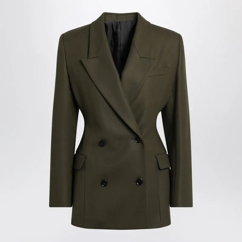 DOUBLE-BREASTED OLIVE GREEN WOOL JACKET sold by Lord & Taylor