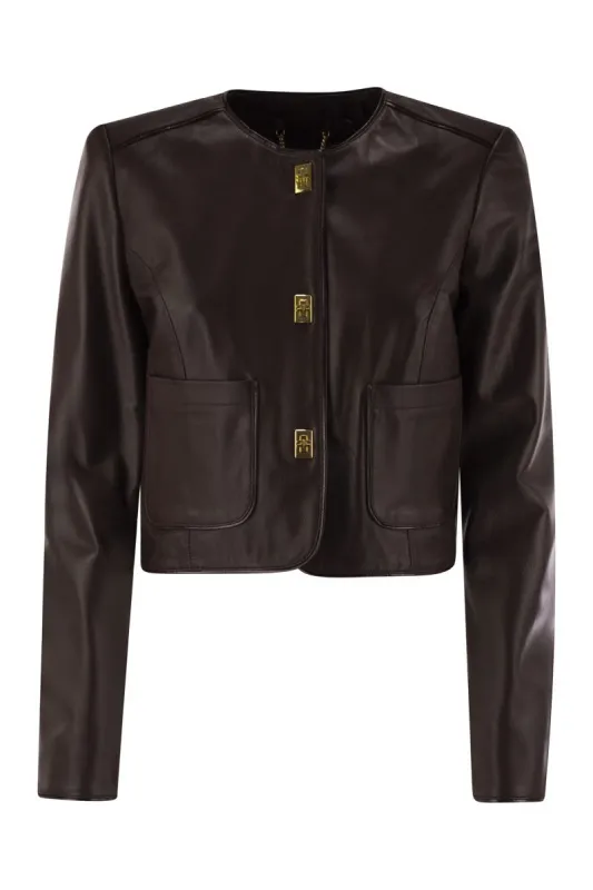 LEATHER JACKET WITH VINYL DETAILS sold by Lord & Taylor