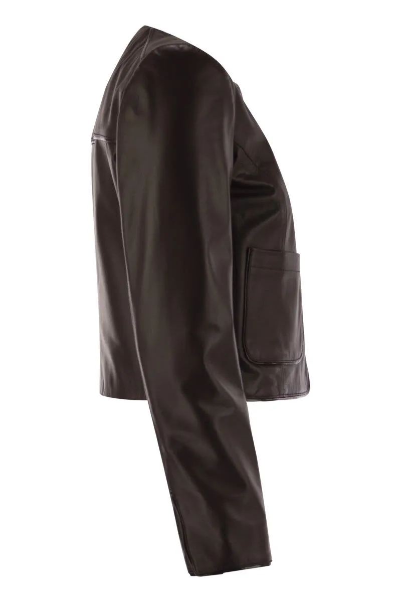 LEATHER JACKET WITH VINYL DETAILS sold by Lord & Taylor product image thumbnail 3