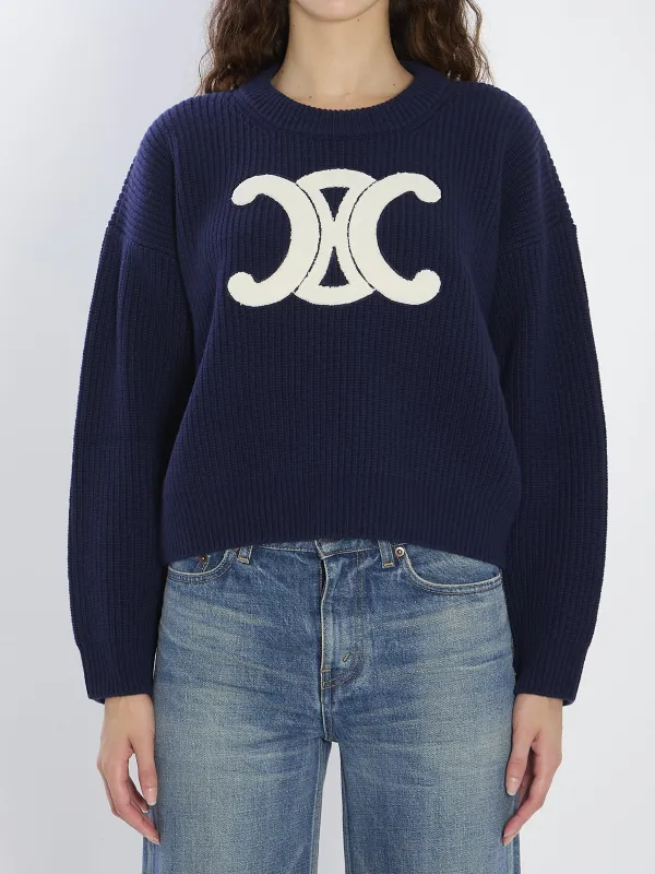 RIBBED WOOL CREW-NECK SWEATER made by Celine