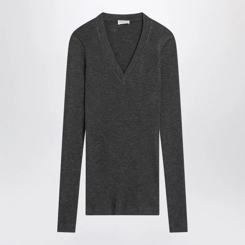 DARK GREY RIBBED WOOL SWEATER sold by Lord & Taylor