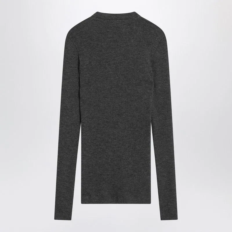 DARK GREY RIBBED WOOL SWEATER sold by Lord & Taylor product image thumbnail 2