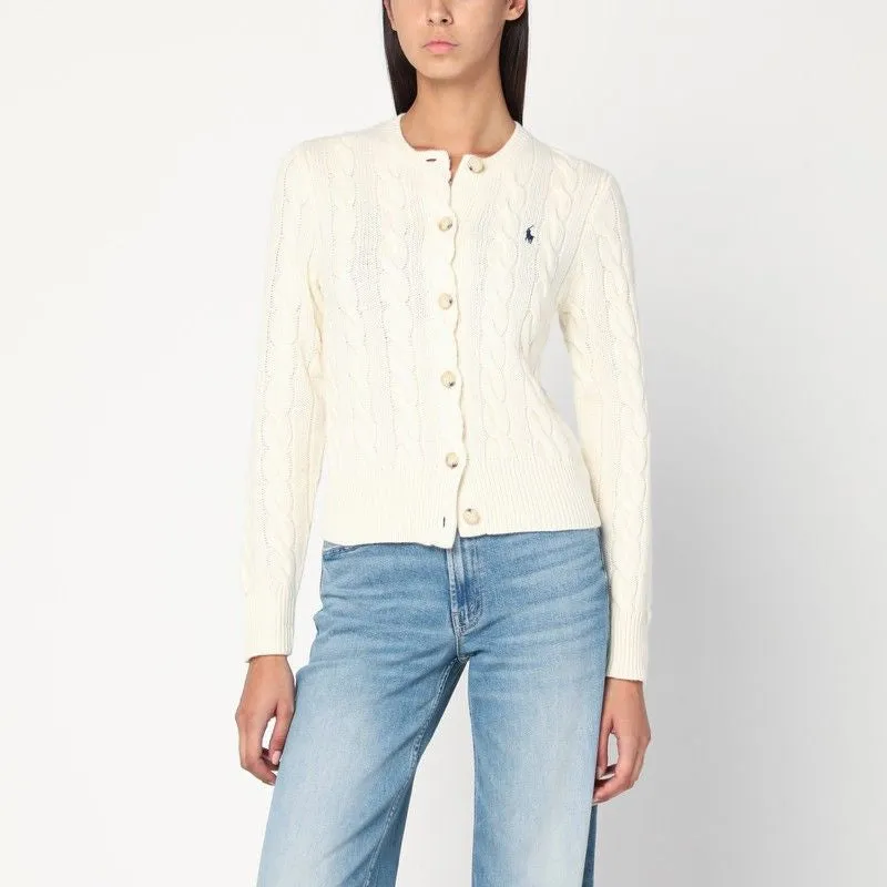 CREAM CABLE-KNIT CARDIGAN sold by Lord & Taylor