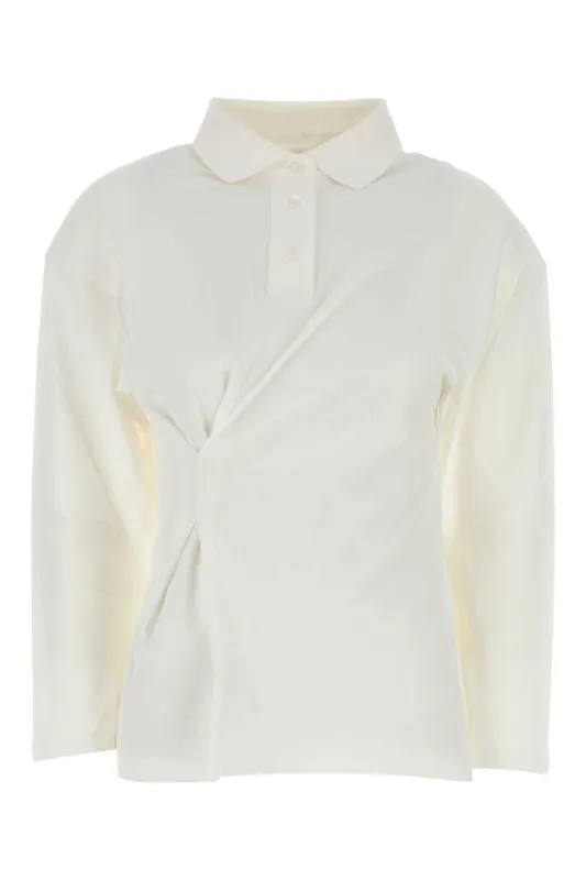 WHITE STRETCH COTTON LADYPOLO POLO SHIRT sold by Lord & Taylor