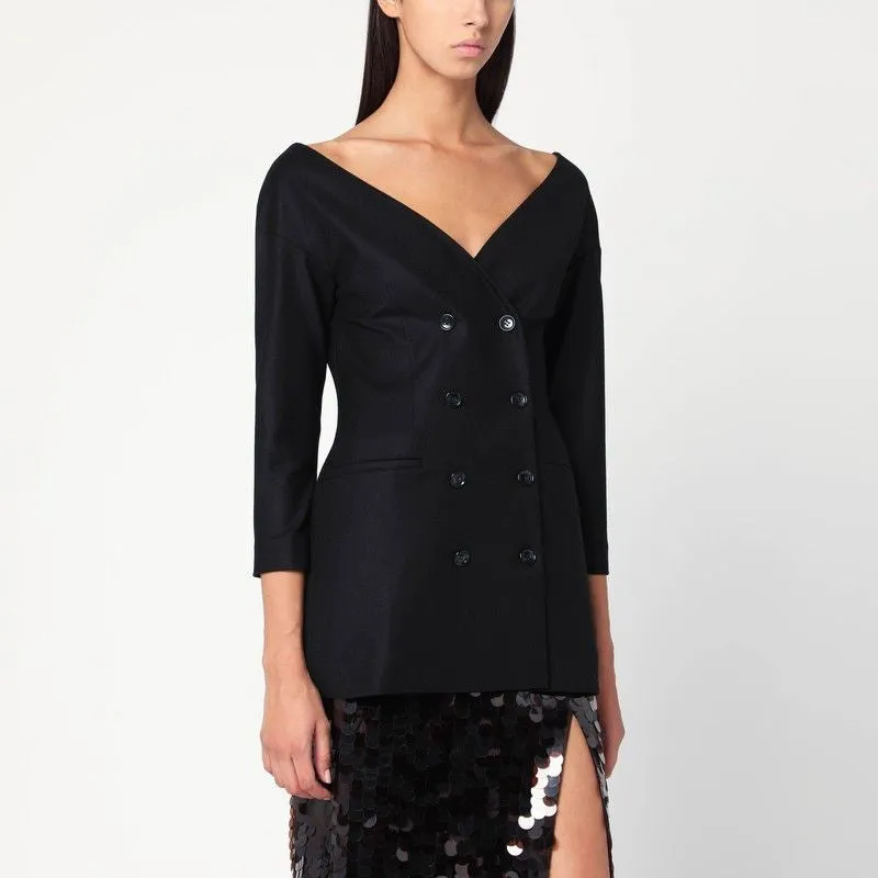 BLACK WOOL V-NECK JACKET sold by Lord & Taylor