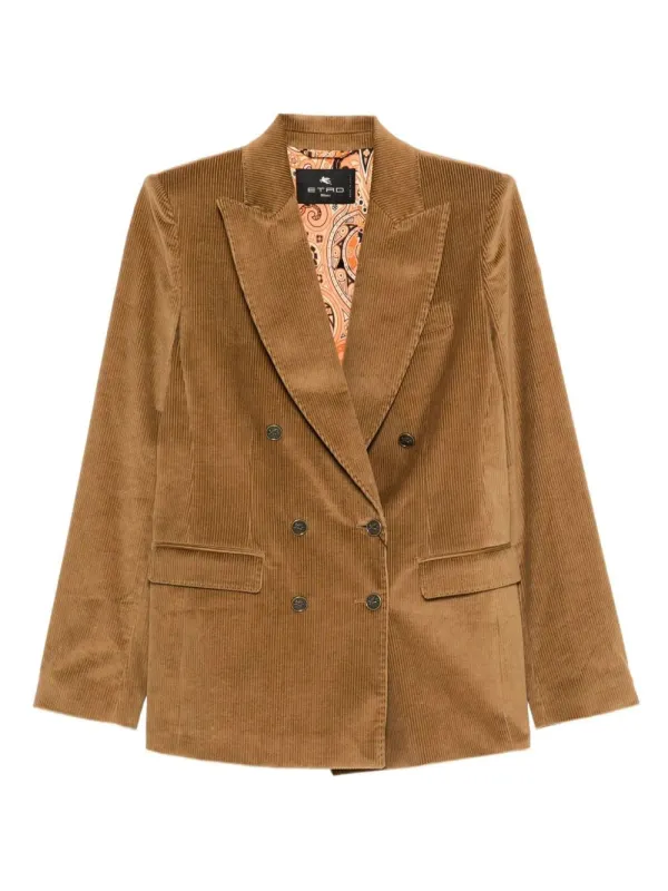 BROWN DOUBLE-BREASTED VELVET JACKET sold by Lord & Taylor