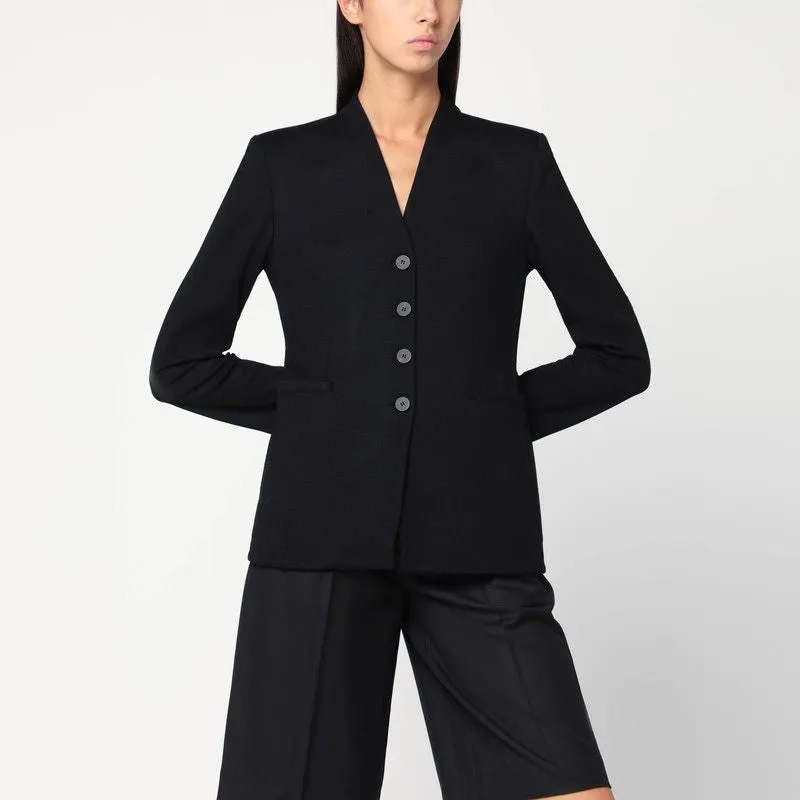 BLACK SINGLE-BREASTED JACKET IN VIRGIN WOOL sold by Lord & Taylor