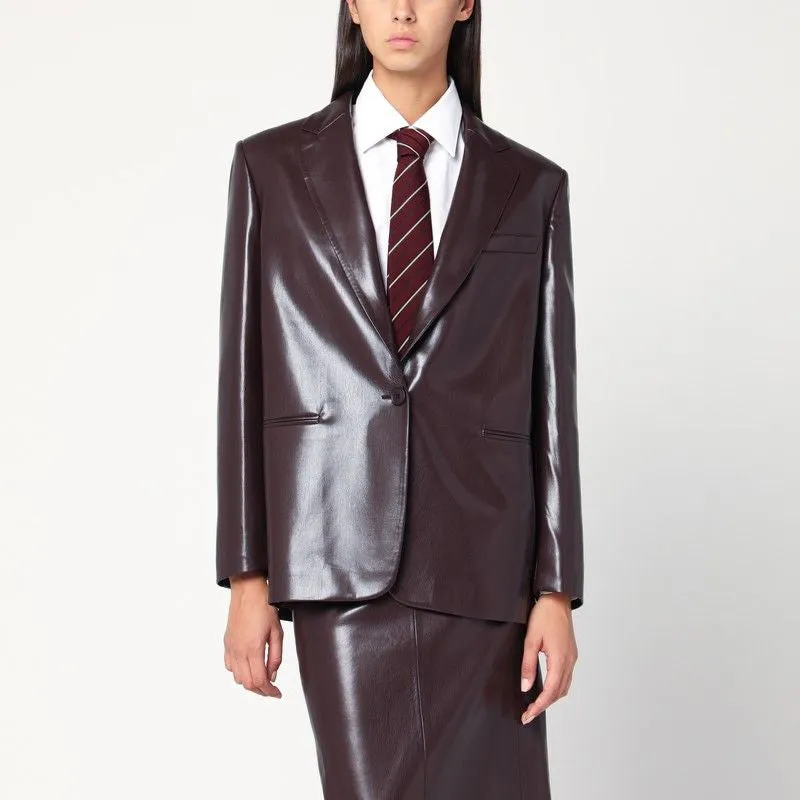 BORDEAUX FAUX LEATHER SINGLE-BREASTED JACKET sold by Lord & Taylor