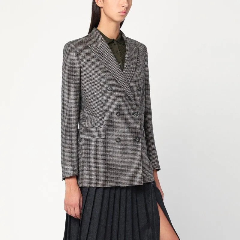 DOUBLE-BREASTED JACKET IN PIED DE POULE WOOL sold by Lord & Taylor
