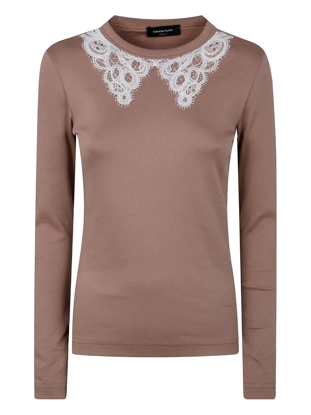 LONG SLEEVE T-SHIRT WITH MACRAME` LACE COLLAR sold by Lord & Taylor product image thumbnail 4