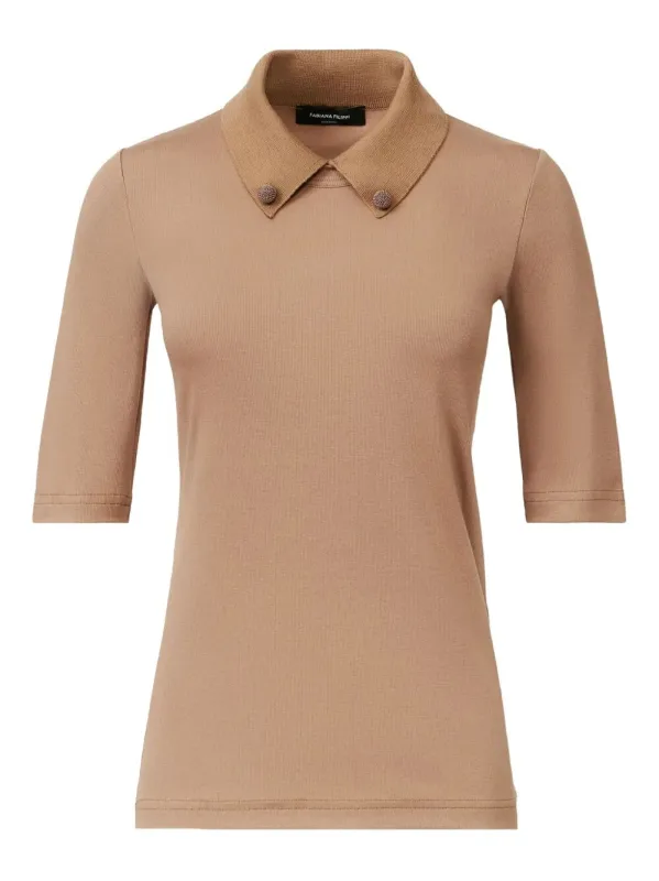 SHORT SLEEVE T-SHIRT WITH KNIT COLLAR AND PINS sold by Lord & Taylor