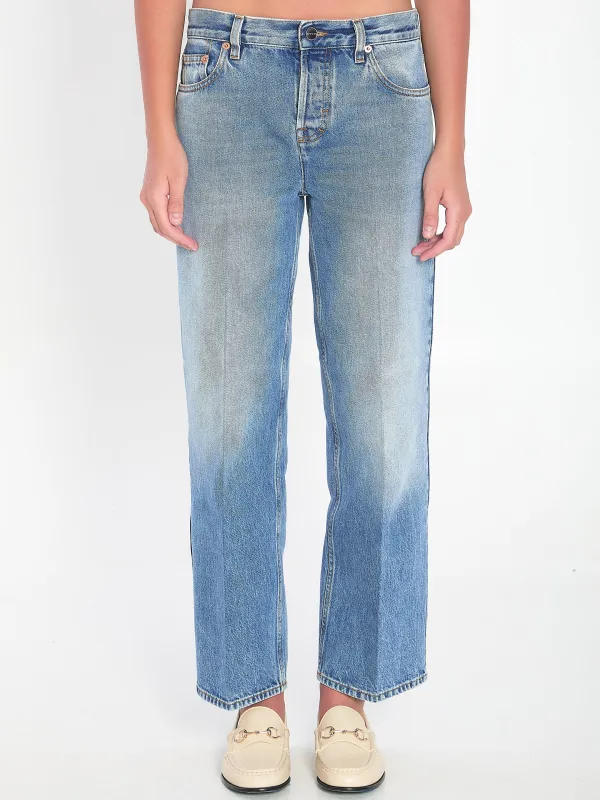 5-POCKET STRAIGHT-LEG JEANS sold by Lord & Taylor