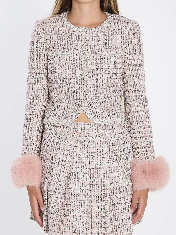 BOUCLE FUR CUFF JACKET sold by Lord & Taylor