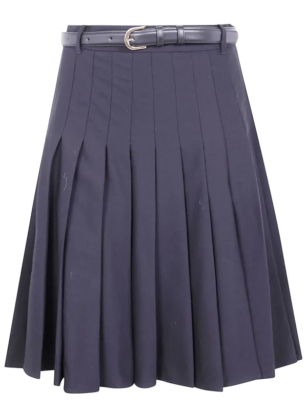 PLEATED TWILL MIDI SKIRT sold by Lord & Taylor