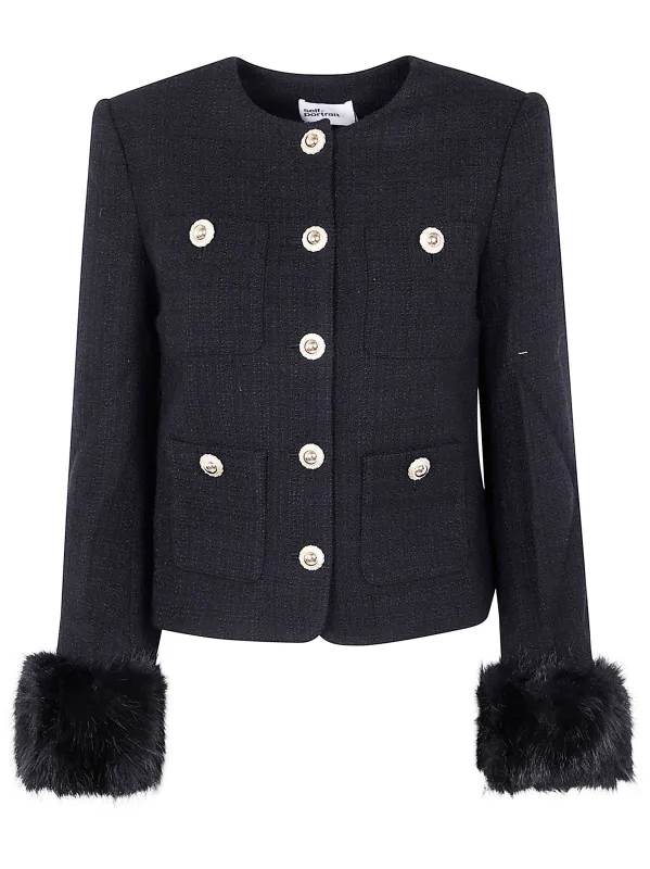 BOUCLE FUR CUFF JACKET sold by Lord & Taylor
