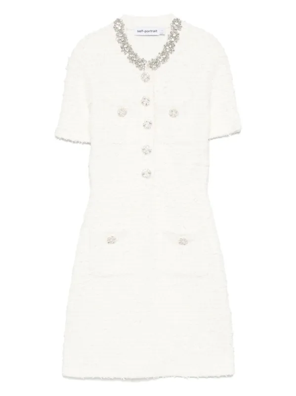 BEIGE JEWEL-EMBELLISHED DRESS made by Self-Portrait